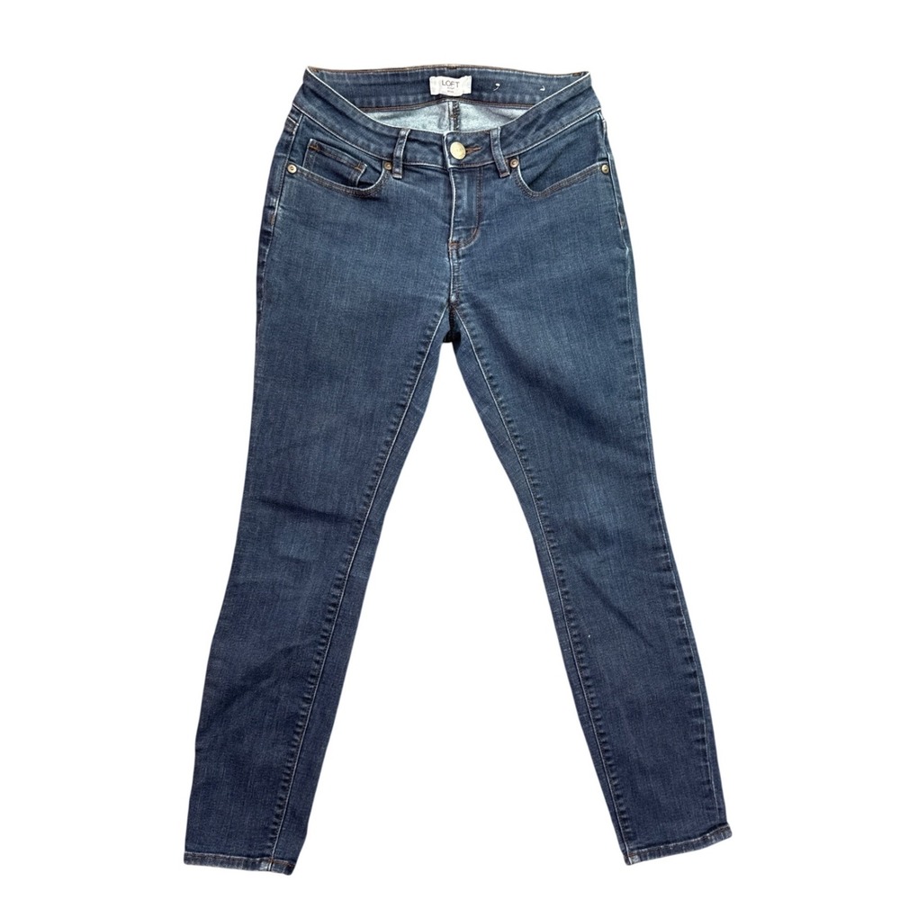 Loft Outlet Curvy Skinny Jeans Dark Wash Blueā Denim Petite 0P